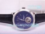 Replica Patek Philippe Geneve Blue Dial Black Leather Strap Watch